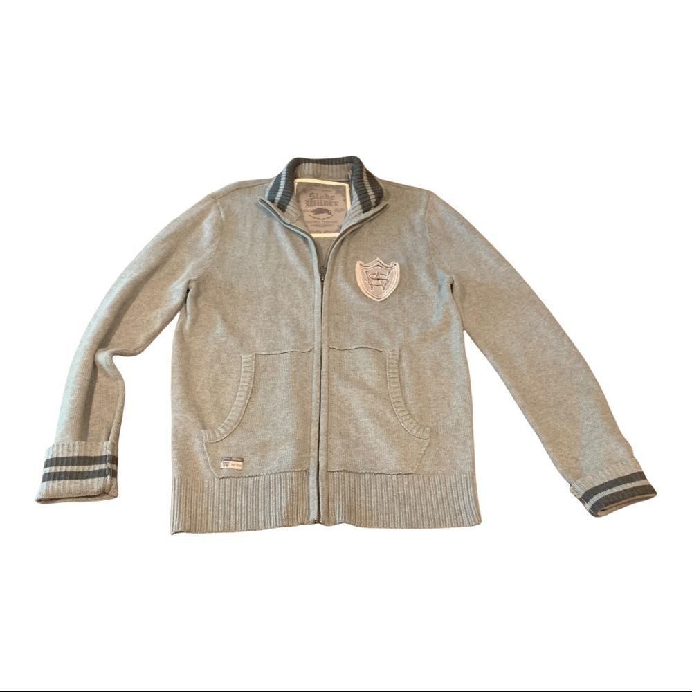 Slade Wilder Men’s Grey  Zip Front Sweater Cardigan Jacket Medium